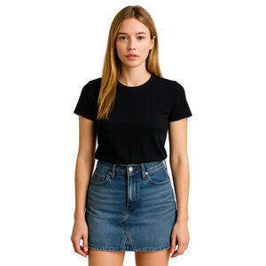 Madewell Rigid Mini Jean Skirt Womens 27 Blue Denim A-Line Raw Hem Summer NWOT